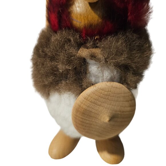 Hans Bolling Viking Danish Modern Teak Wood Figure Shield Spear Fur - Picture 7 of 8